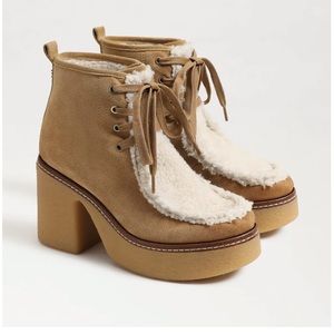 Sam Edelman Tan and Cream Platform Boots